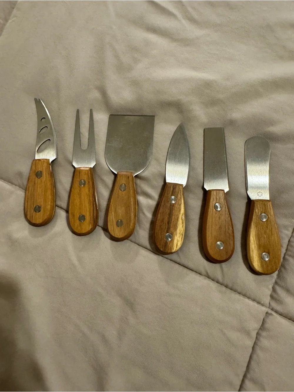Wood Handle Cheese Knife and Serving Set - Brown